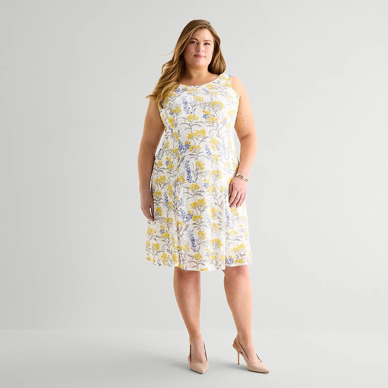 Perceptions Womens Plus Floral Jacket Dress