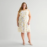Perceptions Womens Plus Floral Jacket Dress