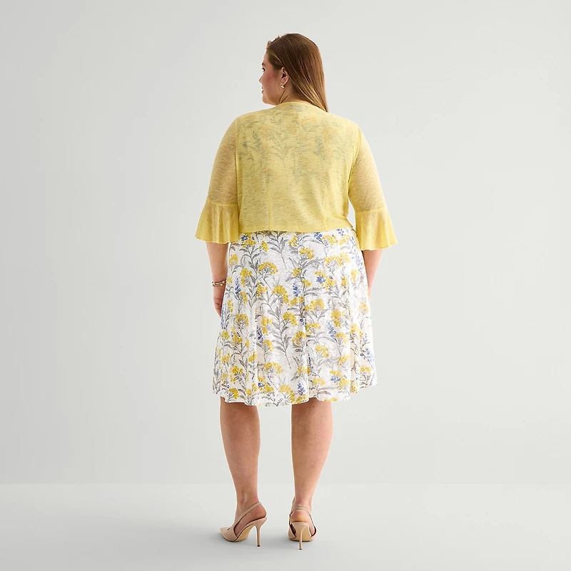 Perceptions Womens Plus Floral Jacket Dress
