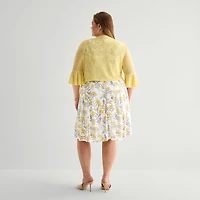 Perceptions Womens Plus Floral Jacket Dress
