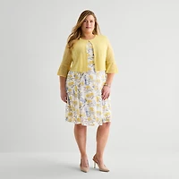 Perceptions Womens Plus Floral Jacket Dress