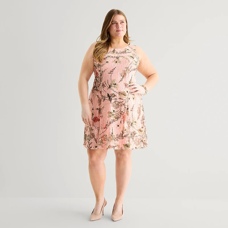 Perceptions Womens Plus Floral Jacket Dress