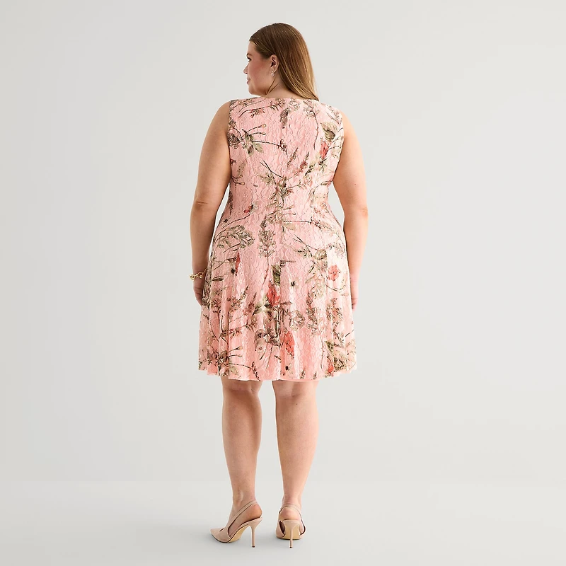 Perceptions Womens Plus Floral Jacket Dress