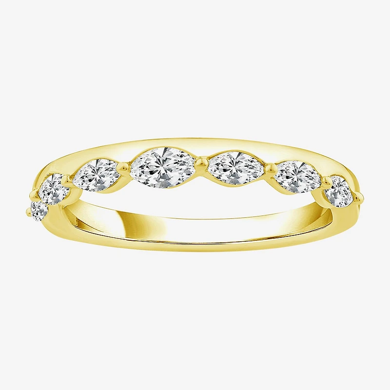 (F / Vs2) Womens 1/2 CT. T.W. Lab Grown White Diamond 10K Gold Anniversary Band