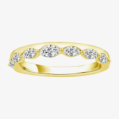 (F / Vs2) Womens 1/2 CT. T.W. Lab Grown White Diamond 10K Gold Anniversary Band