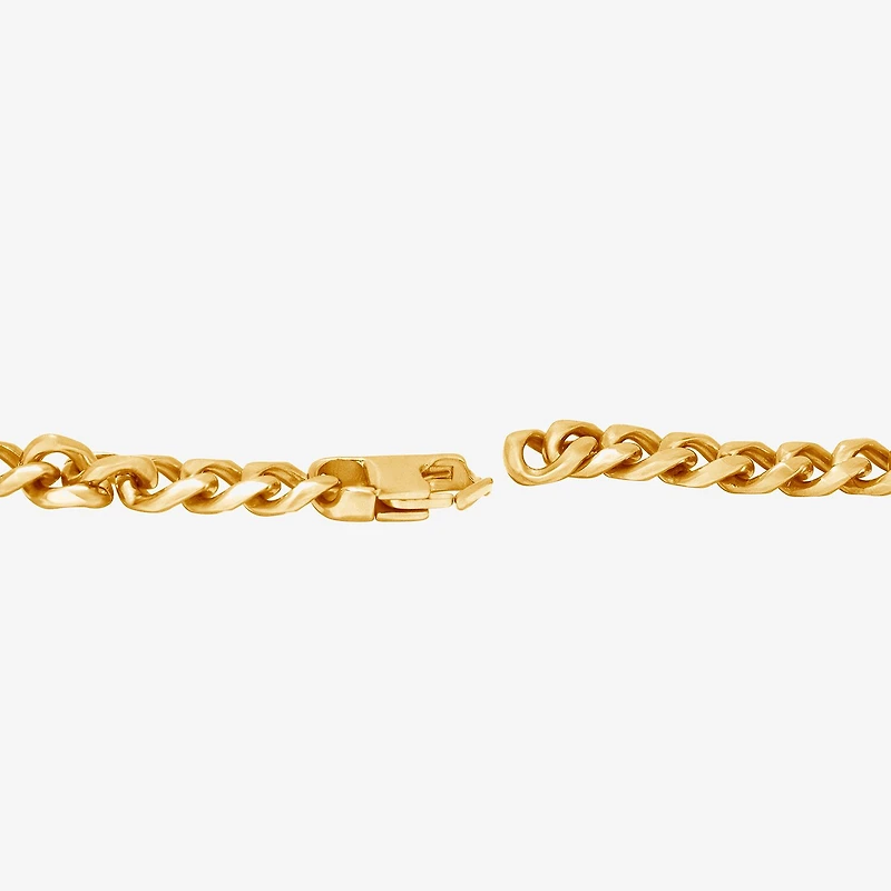 Mens 14K Gold Over Stainless Steel Solid 8 / Inch Link Bracelet