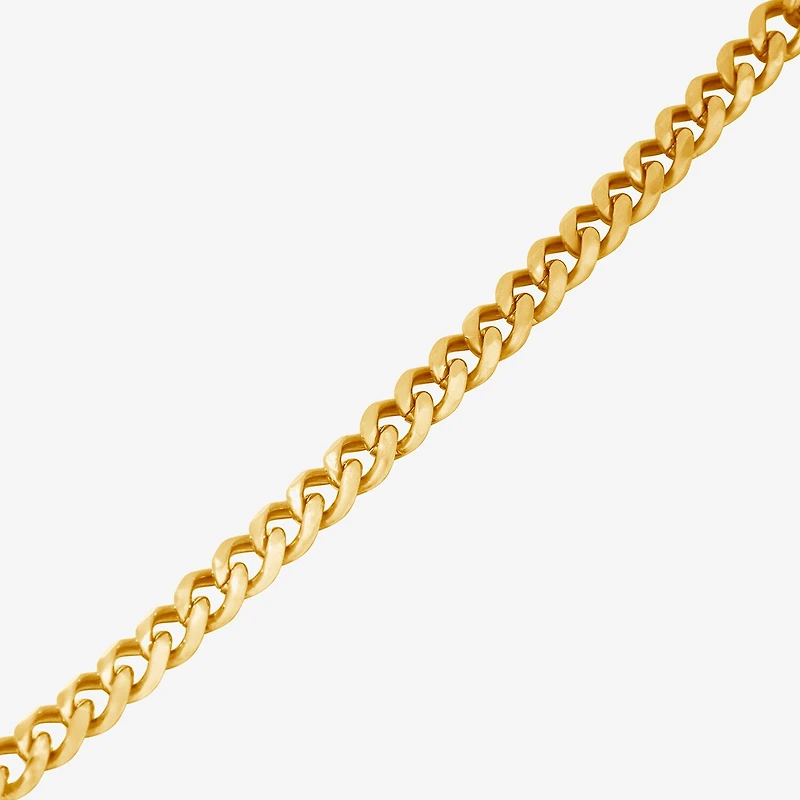 Mens 14K Gold Over Stainless Steel Solid 8 / Inch Link Bracelet