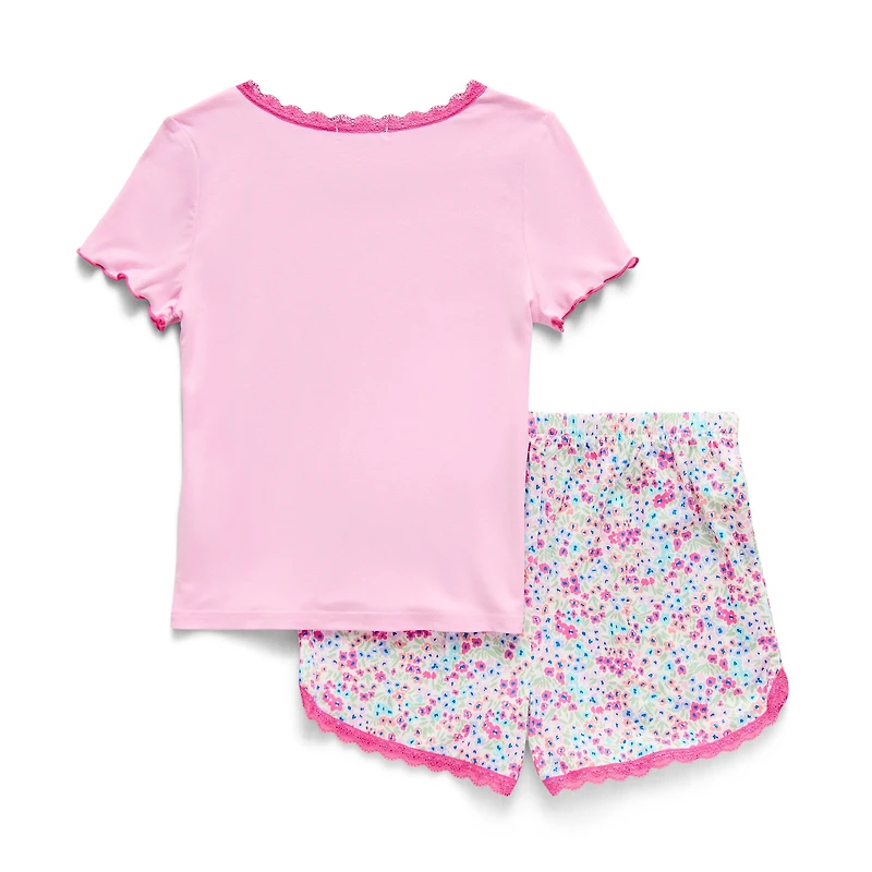 Btween Little & Big Kid Girls Round Neck Short Sleeve 2-pc. Pajama Set