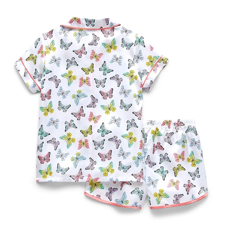Btween Little & Big Kid Girls Satin Short Sleeve 2-pc. Pajama Set