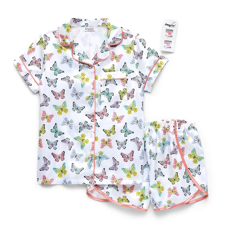 Btween Little & Big Kid Girls Satin Short Sleeve 2-pc. Pajama Set