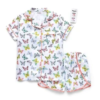 Btween Little & Big Kid Girls Satin Short Sleeve 2-pc. Pajama Set
