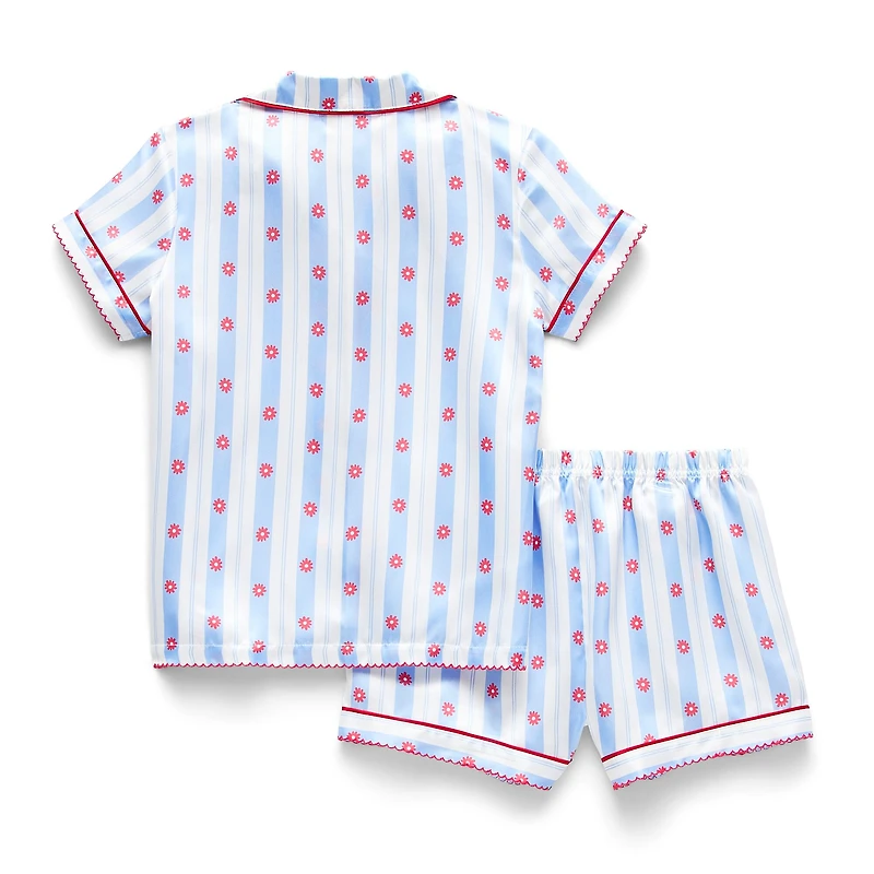 Btween Little & Big Kid Girls Satin Short Sleeve 2-pc. Pajama Set