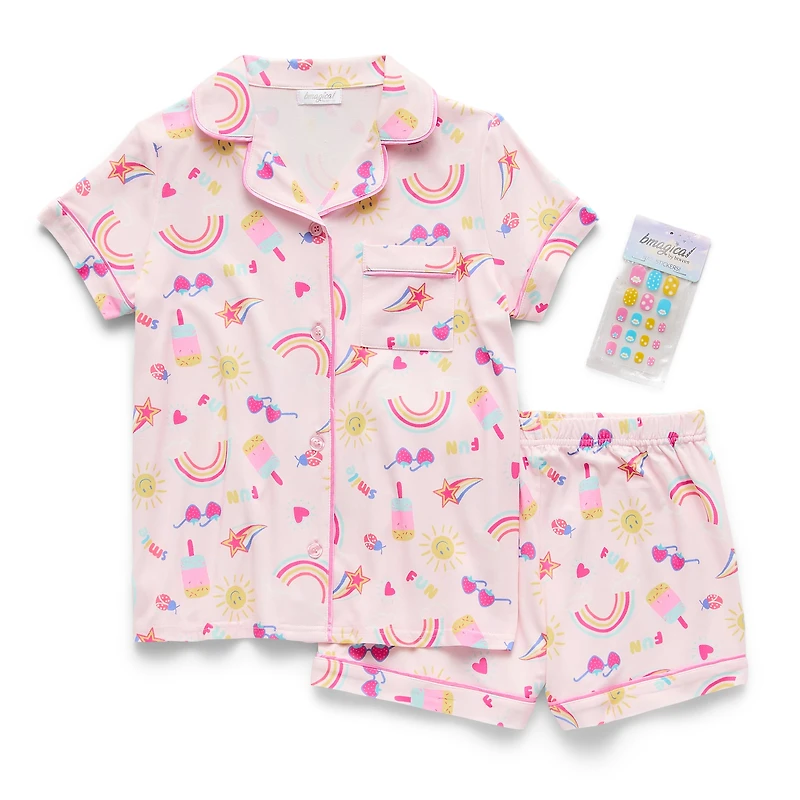Btween Little & Big Kid Girls Short Sleeve 2-pc. Pajama Set