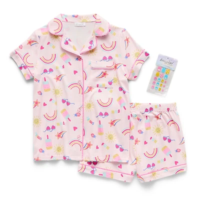 Btween Little & Big Kid Girls Short Sleeve 2-pc. Pajama Set