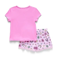Btween Toddler Girls Round Neck Short Sleeve 2-pc. Pajama Set