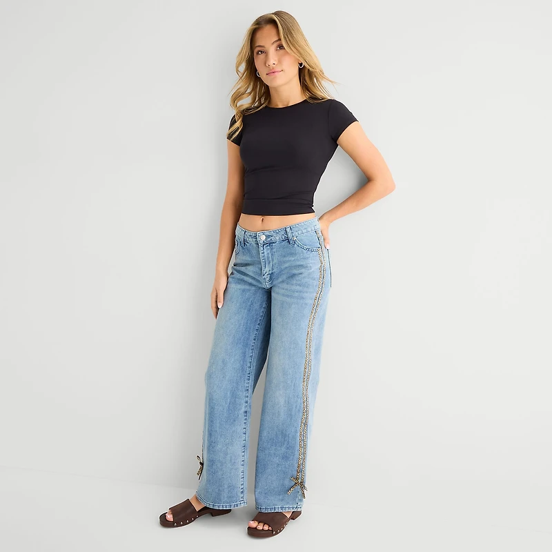 Forever 21 Womens Juniors Mid Rise Loose Fit Jean