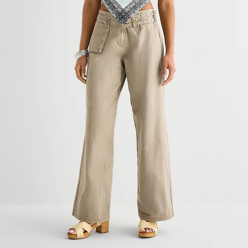 Forever 21 Womens Juniors Wide Leg Flat Front Pant