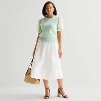 Liz Claiborne Womens Crew Neck Short Sleeve Pullover Sweater