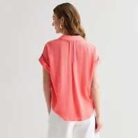 Liz Claiborne Womens Short Sleeve Blouse