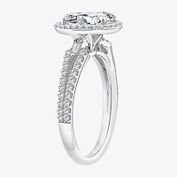Signature By Modern Bride (F / Vs2) Womens 2 CT. T.W. Lab Grown White Diamond 10K Gold Oval Side Stone Halo Engagement Ring