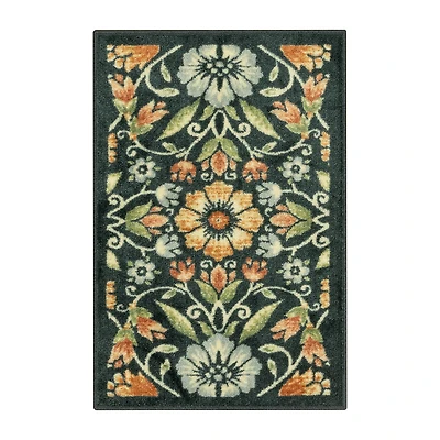 Maples Multi Floral Navy Indoor Rectangular Accent Rug