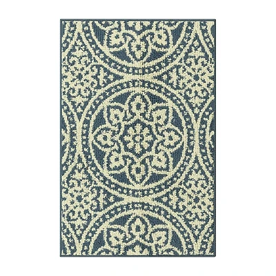 Maples Circle Medallion Blue Indoor Rectangular Accent Rug