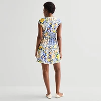 Be by CHETTA B Womens V Neck Sleeveless Drop Shoulder Floral Fit + Flare Dress