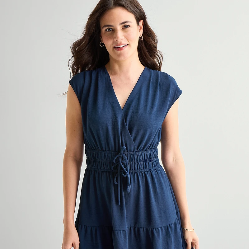 Be by CHETTA B Womens V Neck Sleeveless Fit + Flare Dress