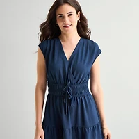 Be by CHETTA B Womens V Neck Sleeveless Fit + Flare Dress