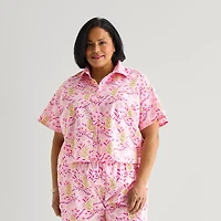 Hope & Wonder Women's History Month Tiger Printed Short Sleeve Classic Fit Plus Pajama Top