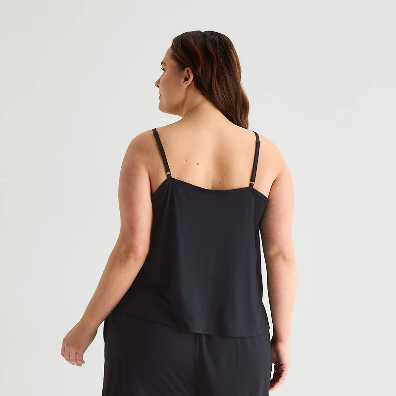 Ambrielle Womens V Neck Sleeveless Plus Pajama Top