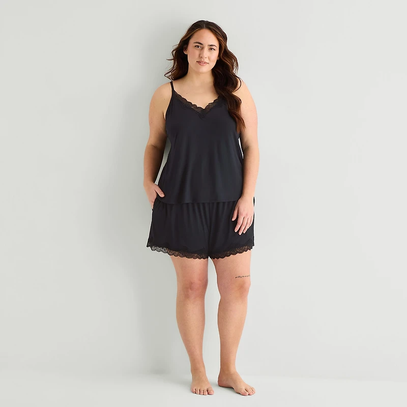 Ambrielle Womens V Neck Sleeveless Plus Pajama Top