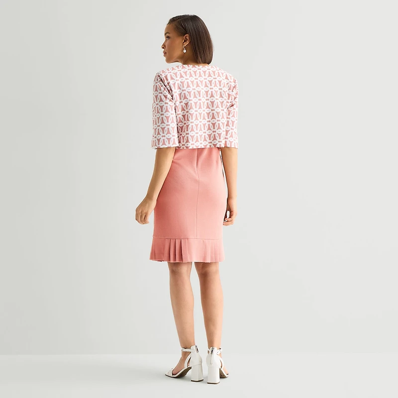 Maya Brooke Womens Embellished Floral Jacket Dress