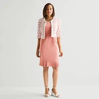 Maya Brooke Womens Embellished Floral Jacket Dress