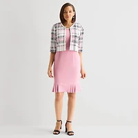 Maya Brooke Womens Plaid Jacket Dress