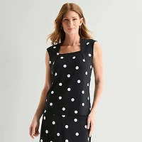 Black Label by Evan-Picone Womens Square Neck Sleeveless Blouse