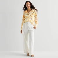 by&by Womens Juniors Cuffed Long Sleeve Regular Fit Button-Down Shirt