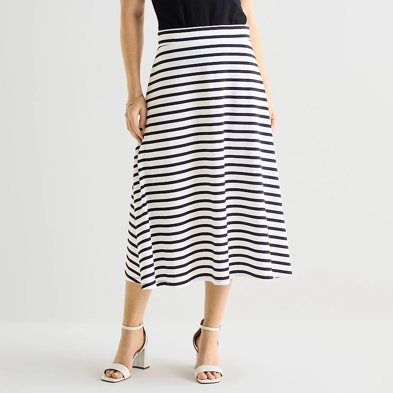 Liz Claiborne Womens Mid Rise Midi A-Line Skirt