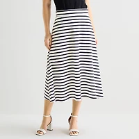 Liz Claiborne Womens Mid Rise Midi A-Line Skirt