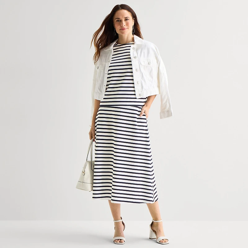 Liz Claiborne Womens Mid Rise Midi A-Line Skirt