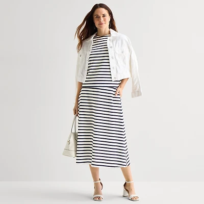 Liz Claiborne Womens Mid Rise Midi A-Line Skirt