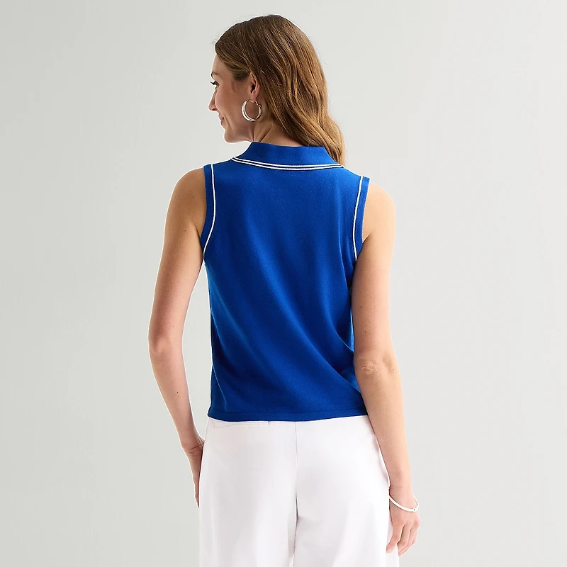 Liz Claiborne Womens Sleeveless Polo Sweater