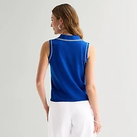 Liz Claiborne Womens Sleeveless Polo Sweater