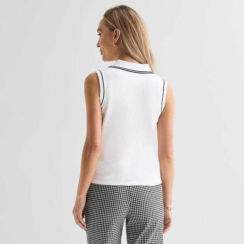 Liz Claiborne Womens Sleeveless Polo Sweater