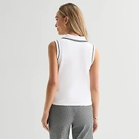 Liz Claiborne Womens Sleeveless Polo Sweater