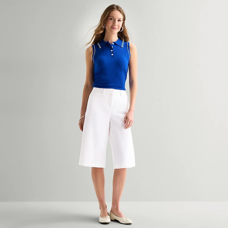 Liz Claiborne Womens Sleeveless Polo Sweater