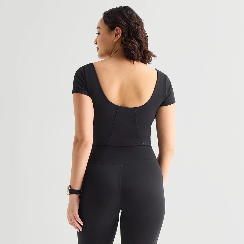 Xersion Womens Round Neck Sleeveless Active Crop Top