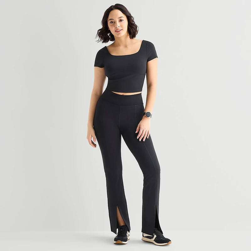 Xersion Womens Round Neck Sleeveless Active Crop Top