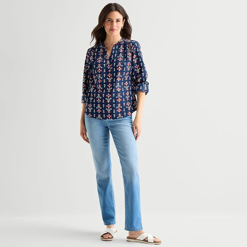 St. John's Bay Womens V Neck Long Sleeve Blouse