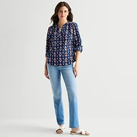 St. John's Bay Womens V Neck Long Sleeve Blouse